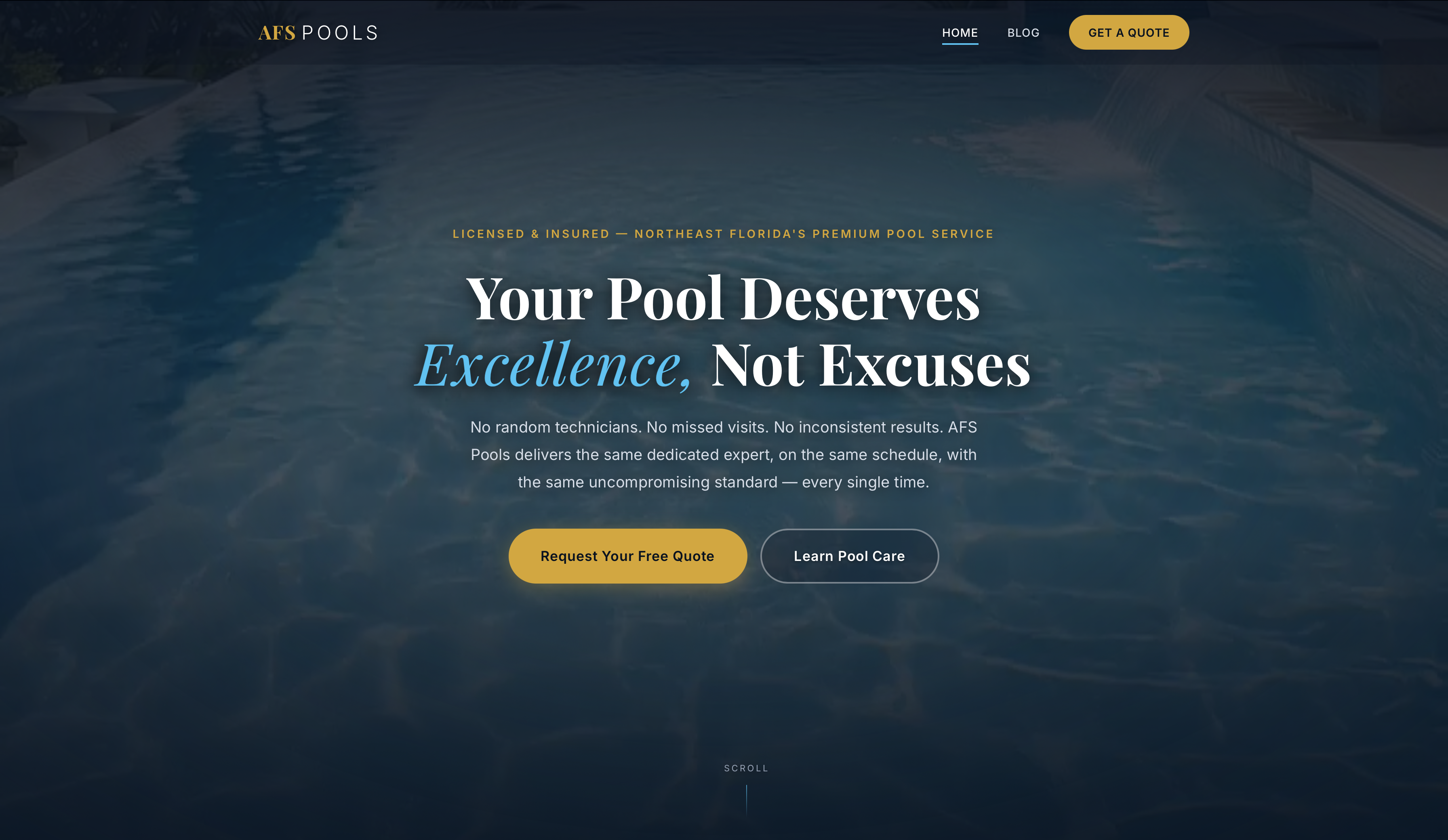 AFS Pools website showcase