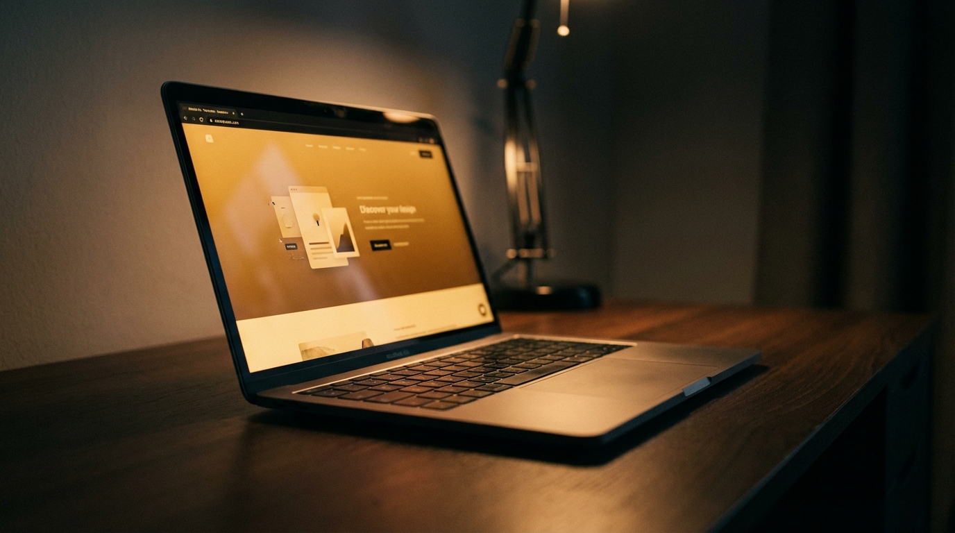 Premium website displayed on laptop